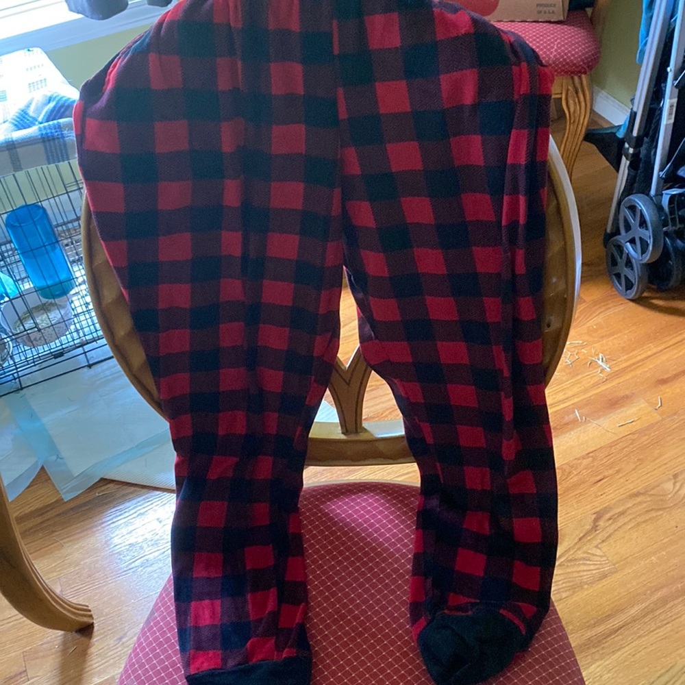 Red and black sweatpants